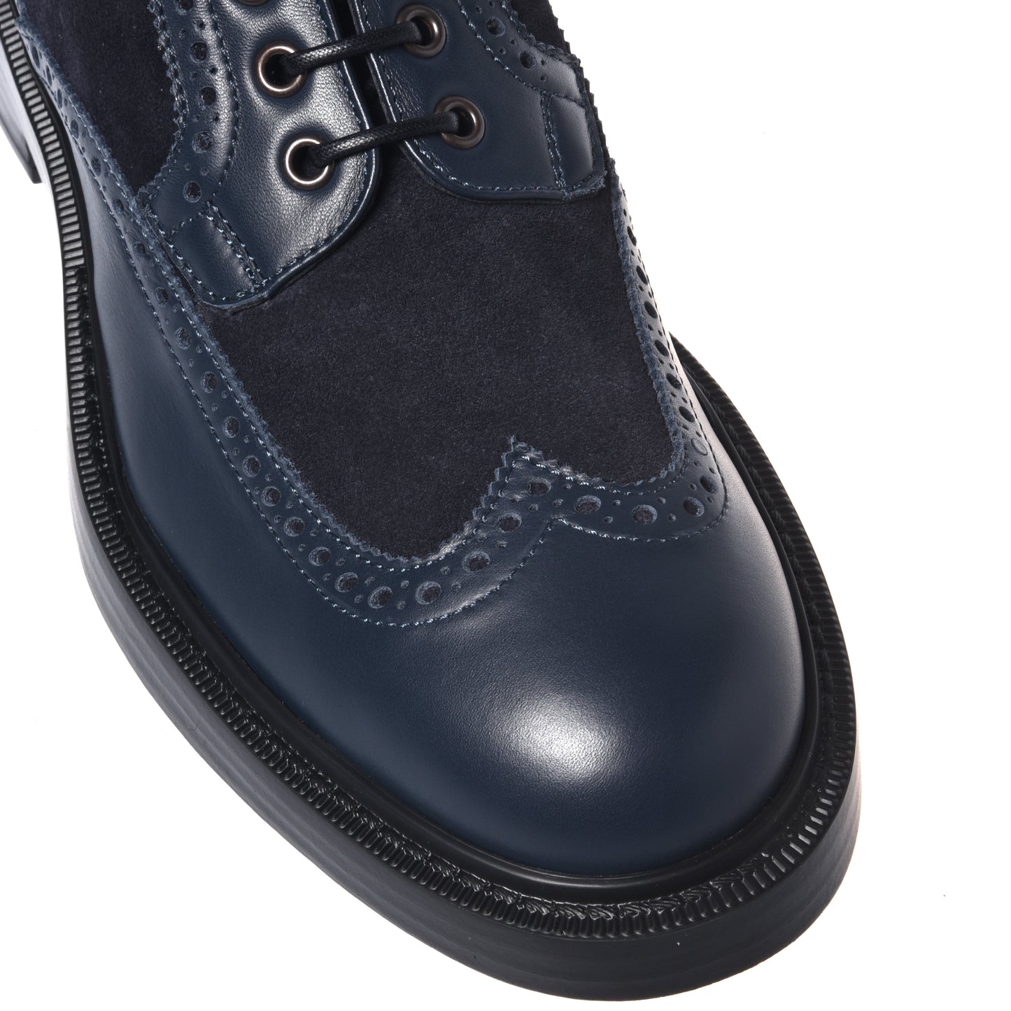 Bottine en cuir et daim bleus