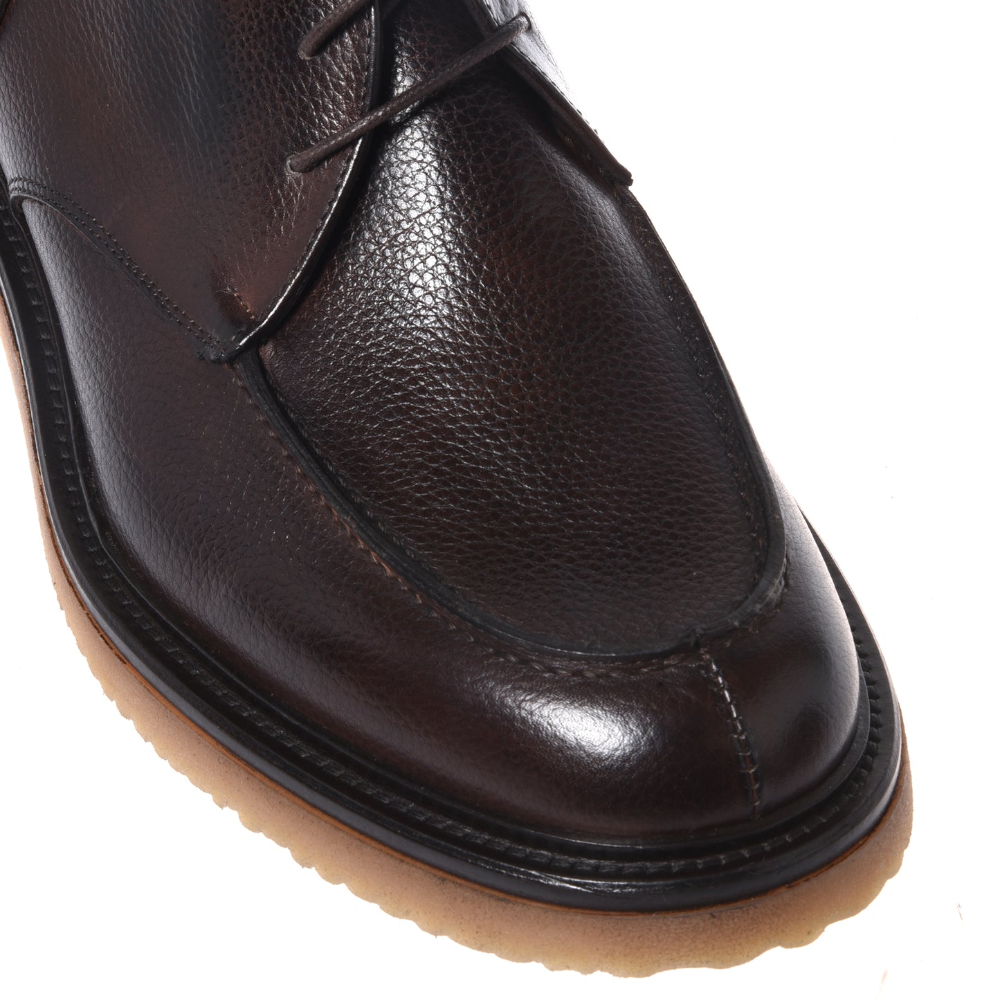 Dark brown tumbled leather ankle boots