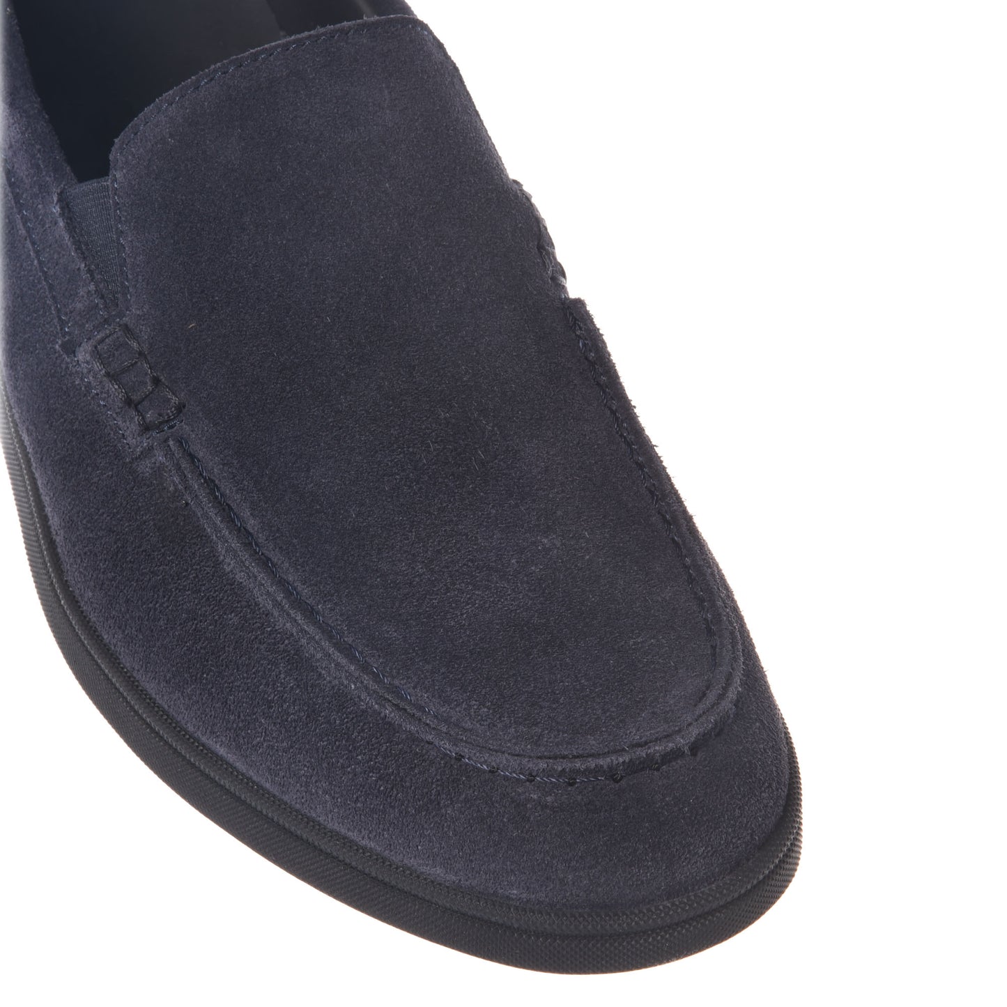 blue suede slip-ons