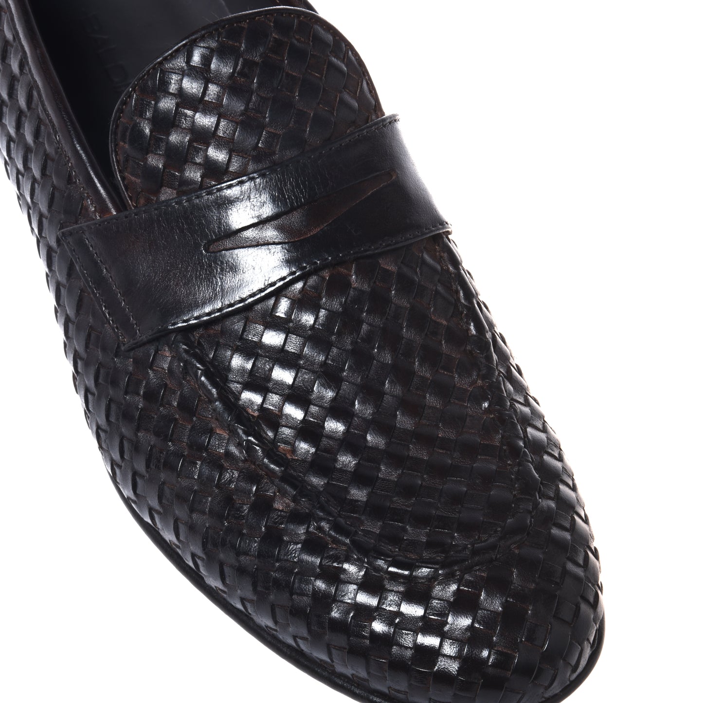 Mocassins en cuir tressé marron foncé