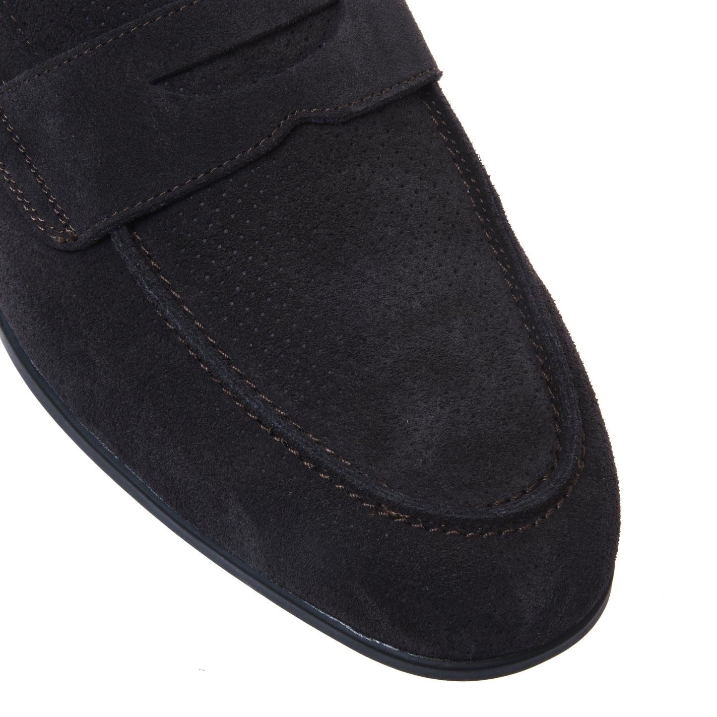 Grey perforated suede leather loafer