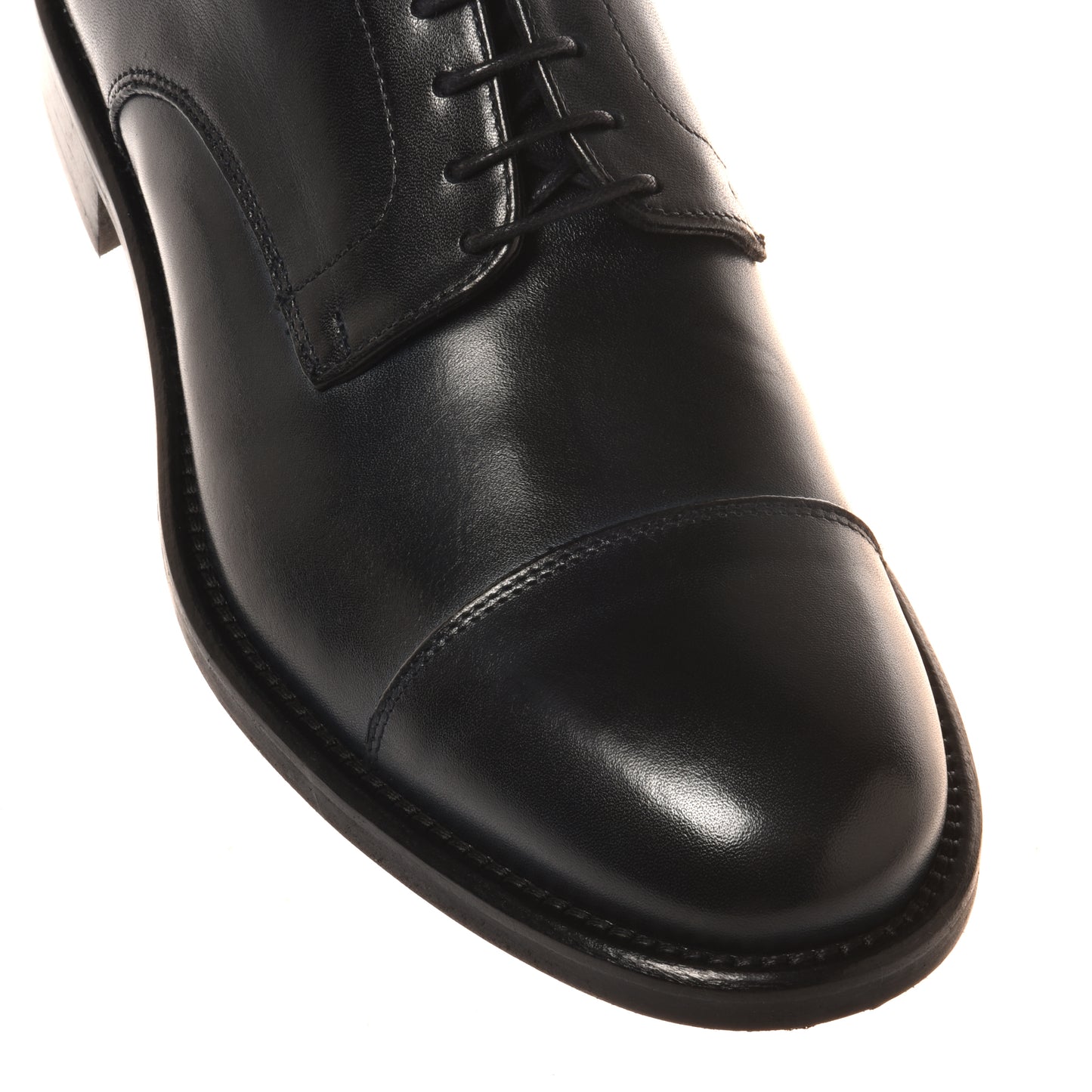 Blue leather lace-up shoe