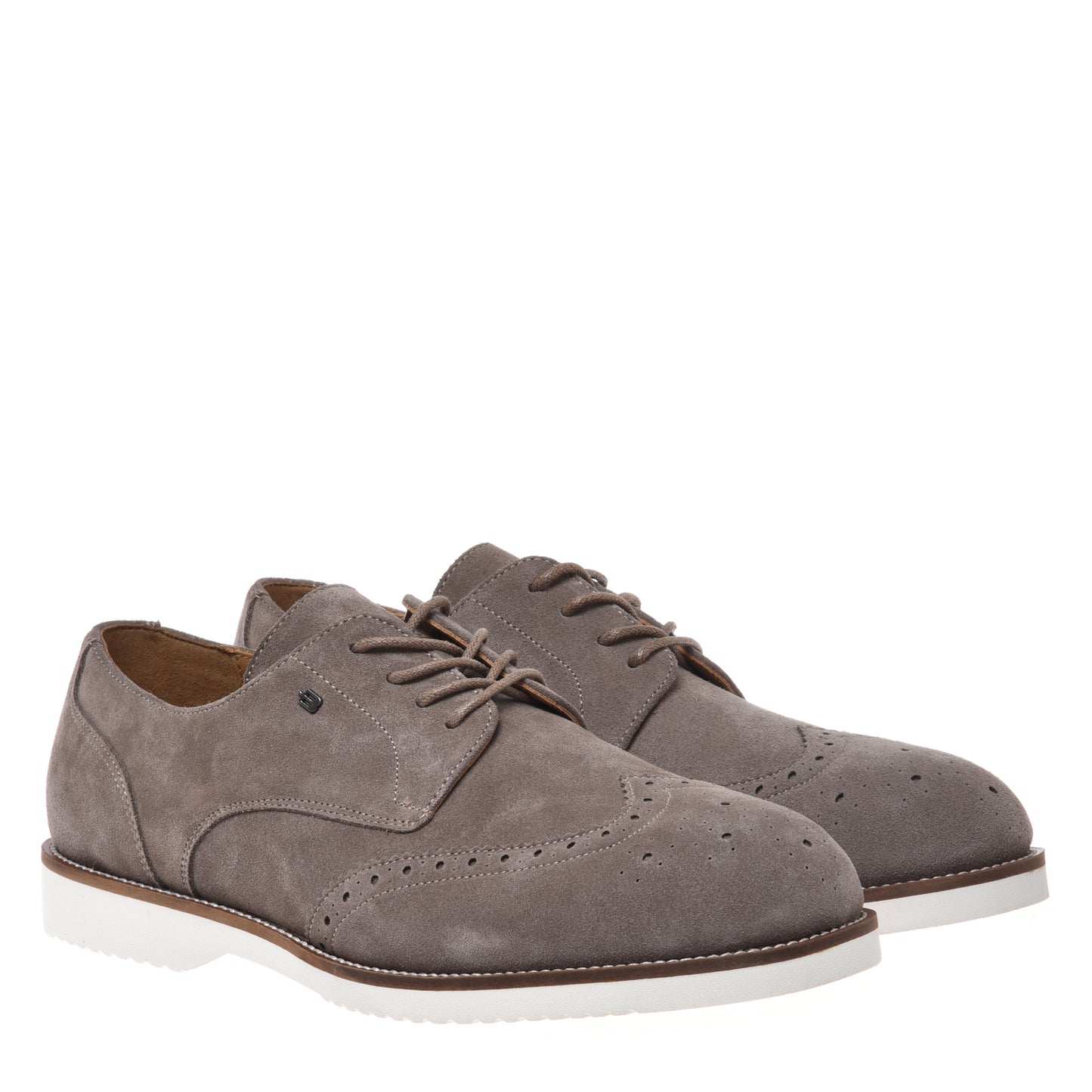 Taupe suede lace-up Derby shoes
