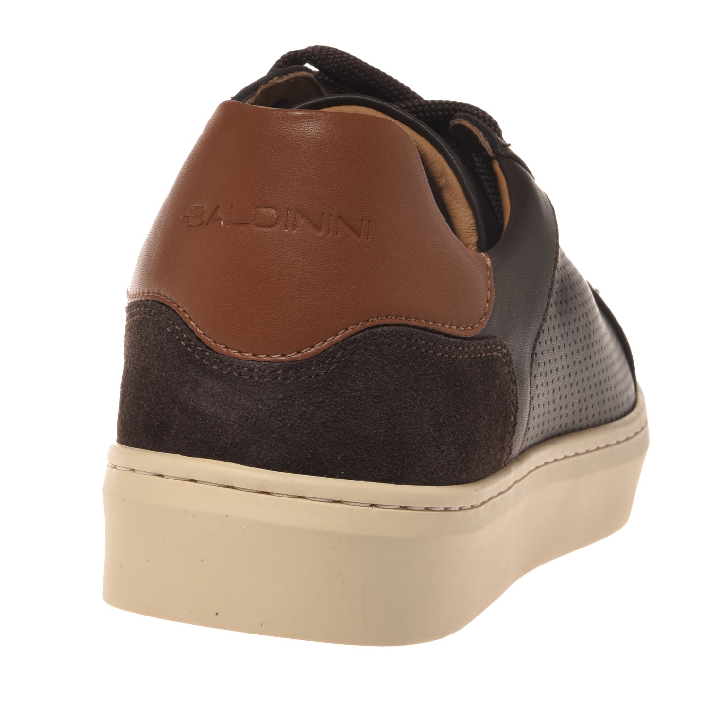 Dark brown perforated leather sneakers