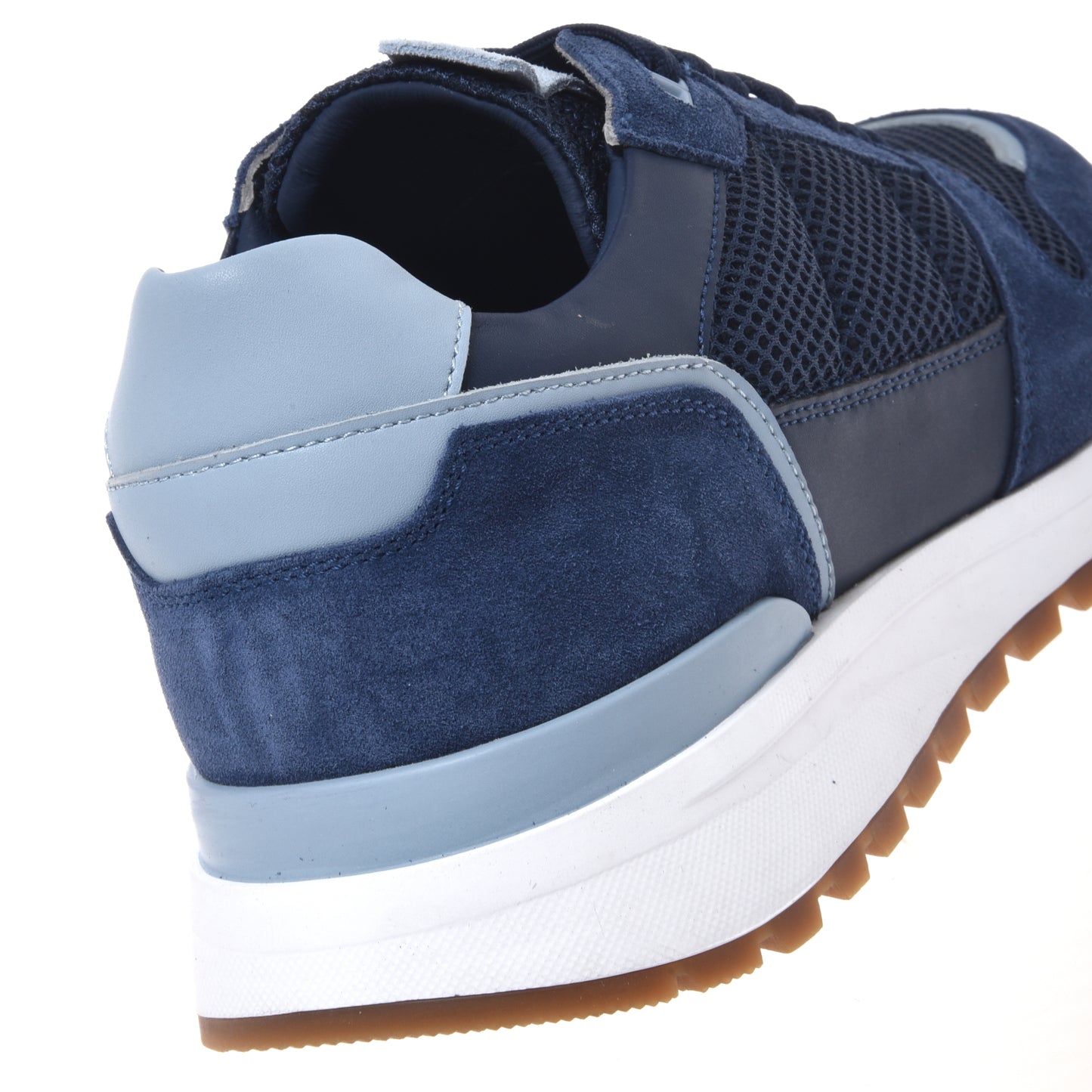 Blue suede and fabric sneaker