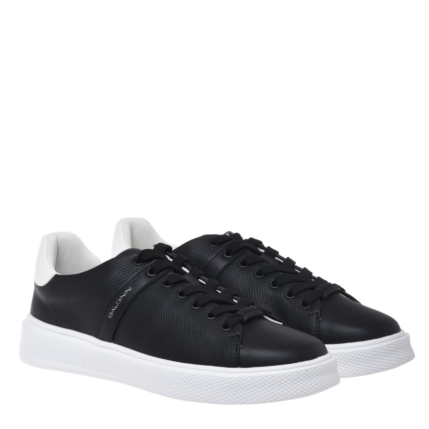 Black perforated leather sneaker