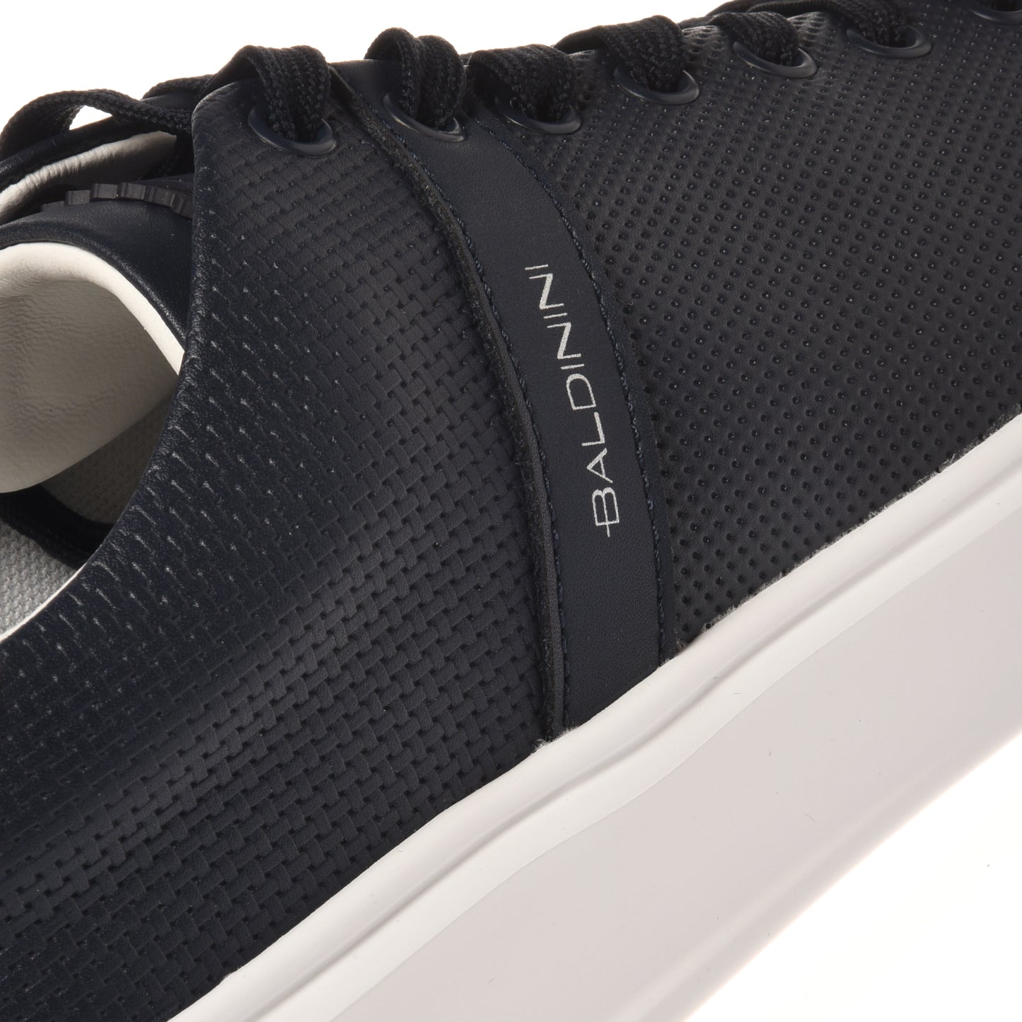 Blue perforated leather sneaker