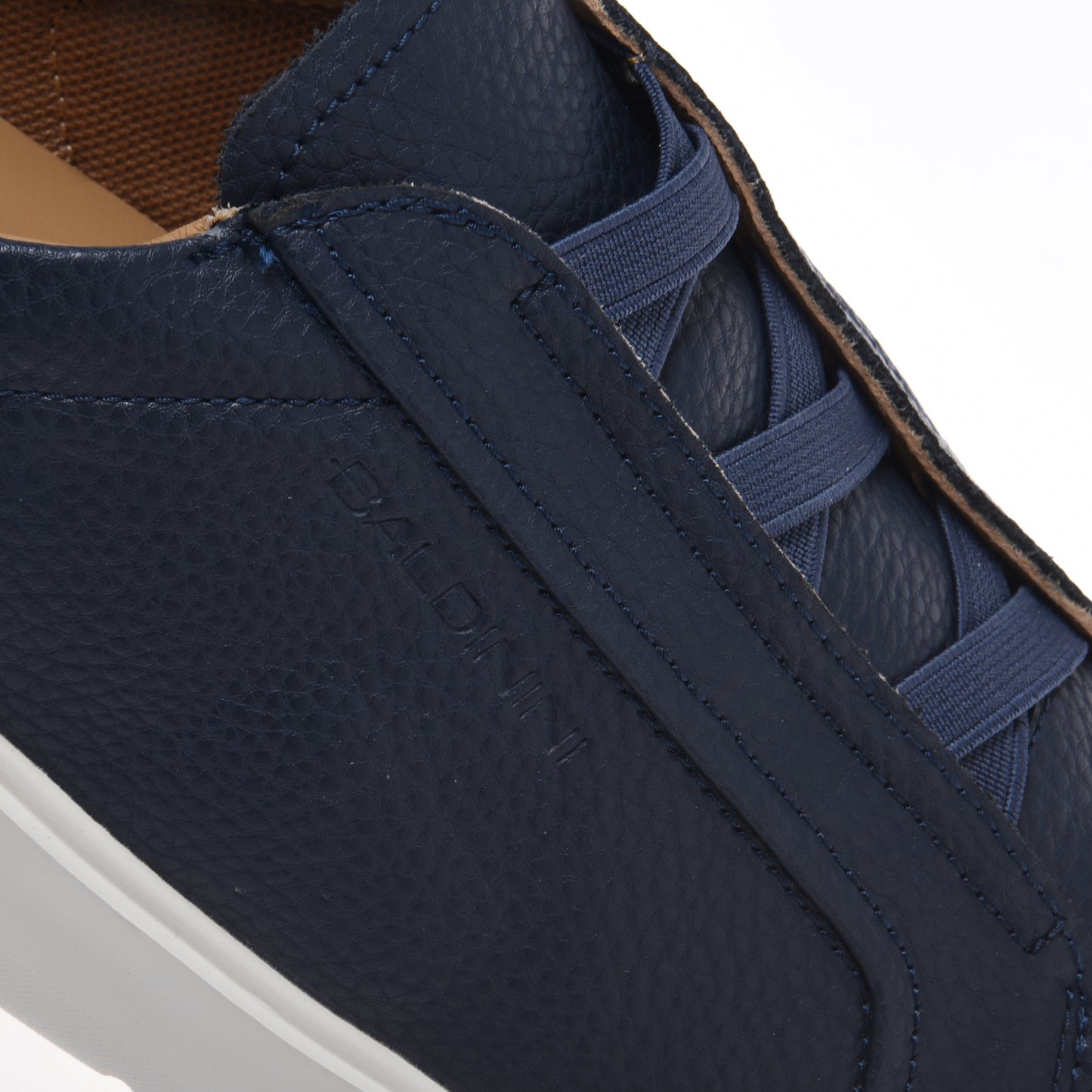 Blue bottalato leather slip-ons