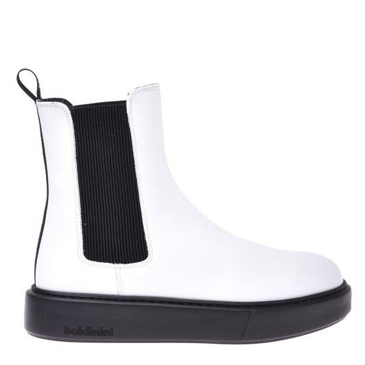 Beatles white calfskin ankle boots