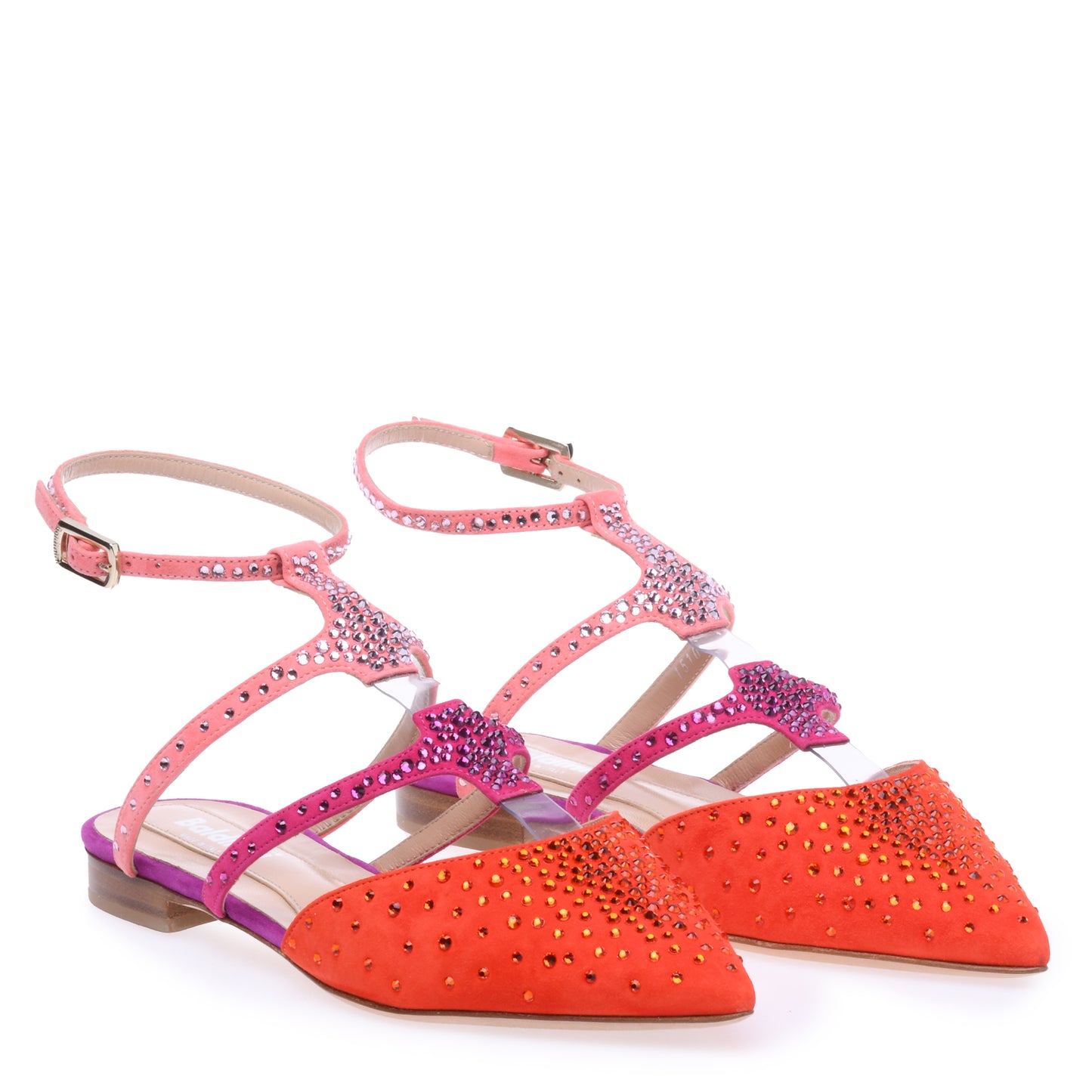 Ballerine slingback pour femme en cuir multicolore et vinyle
