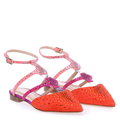 Ballerine slingback pour femme en cuir multicolore et vinyle