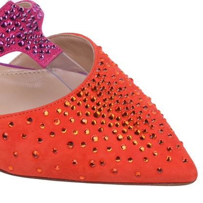 Ballerine slingback pour femme en cuir multicolore et vinyle