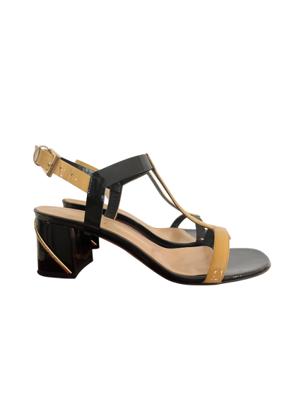 Sandales bicolores noir et beige