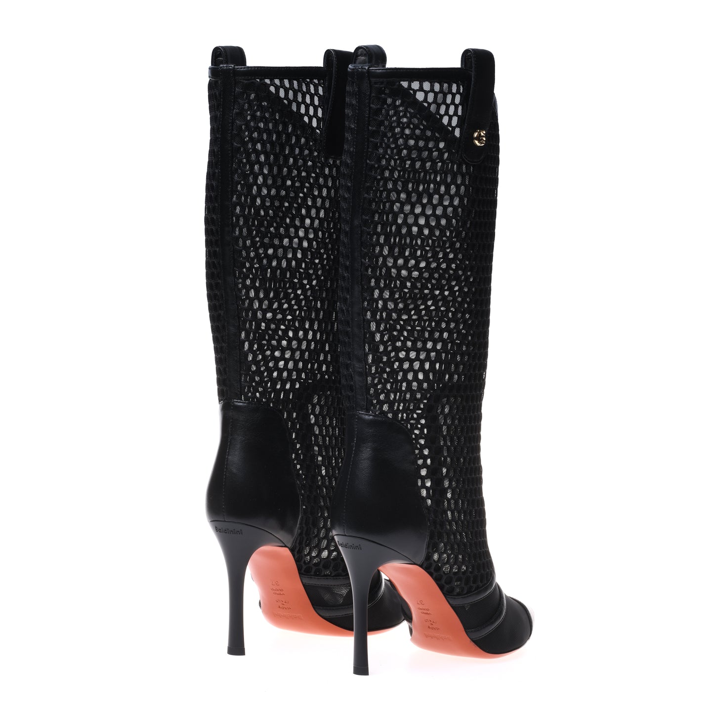 Botte pour femme en cuir nappa noir et tissu