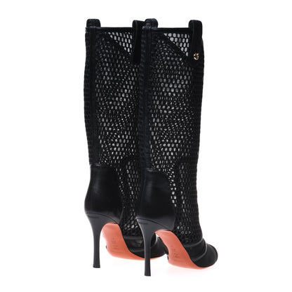 Botte pour femme en cuir nappa noir et tissu