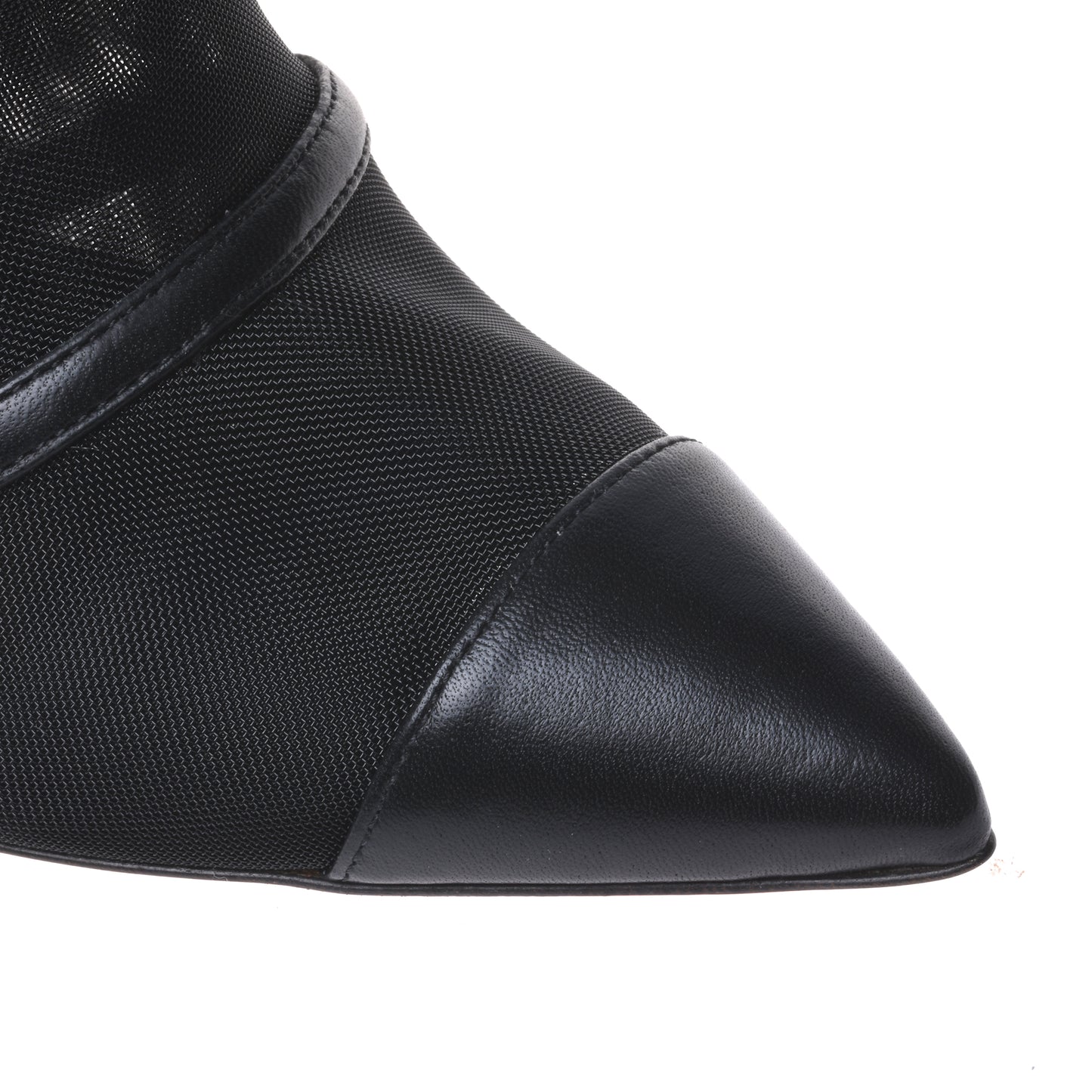 Botte pour femme en cuir nappa noir et tissu