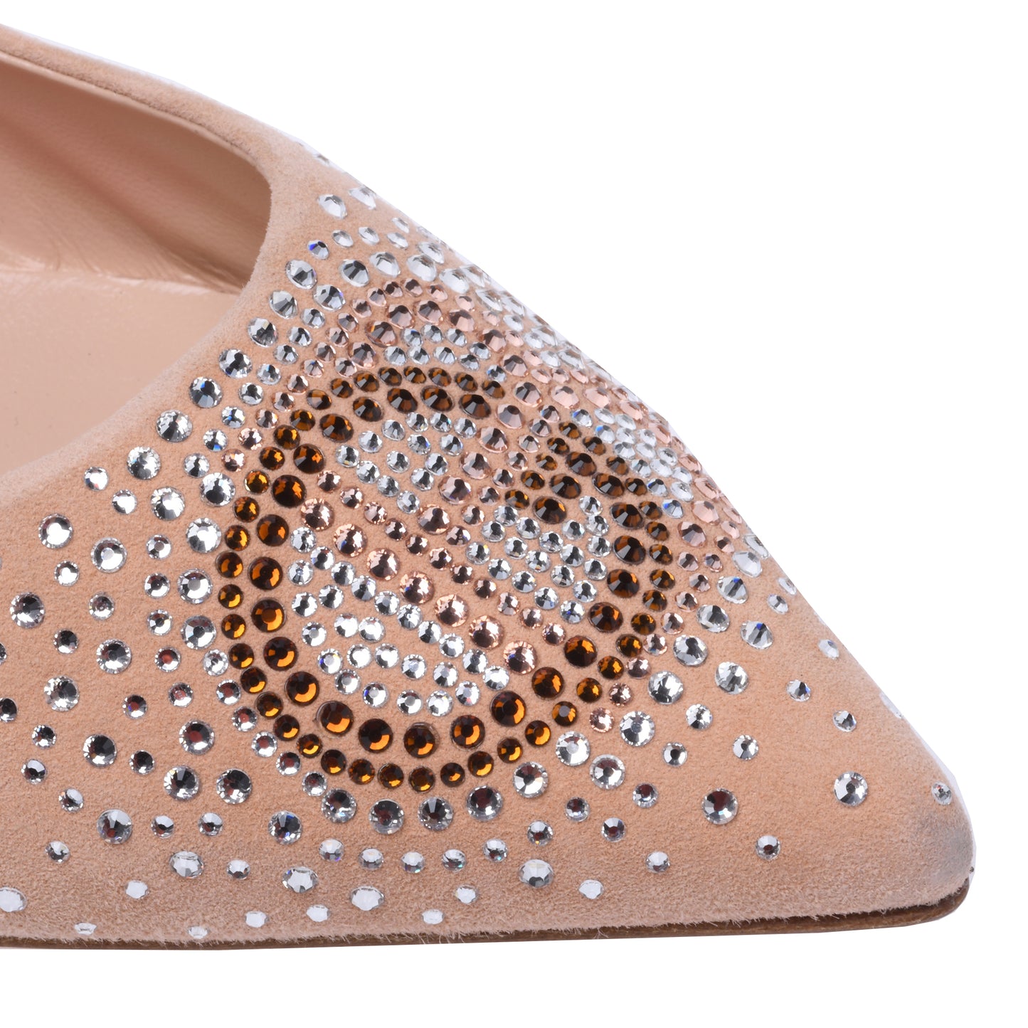 Ballerine slingback pour femme en daim couleur chair et strass