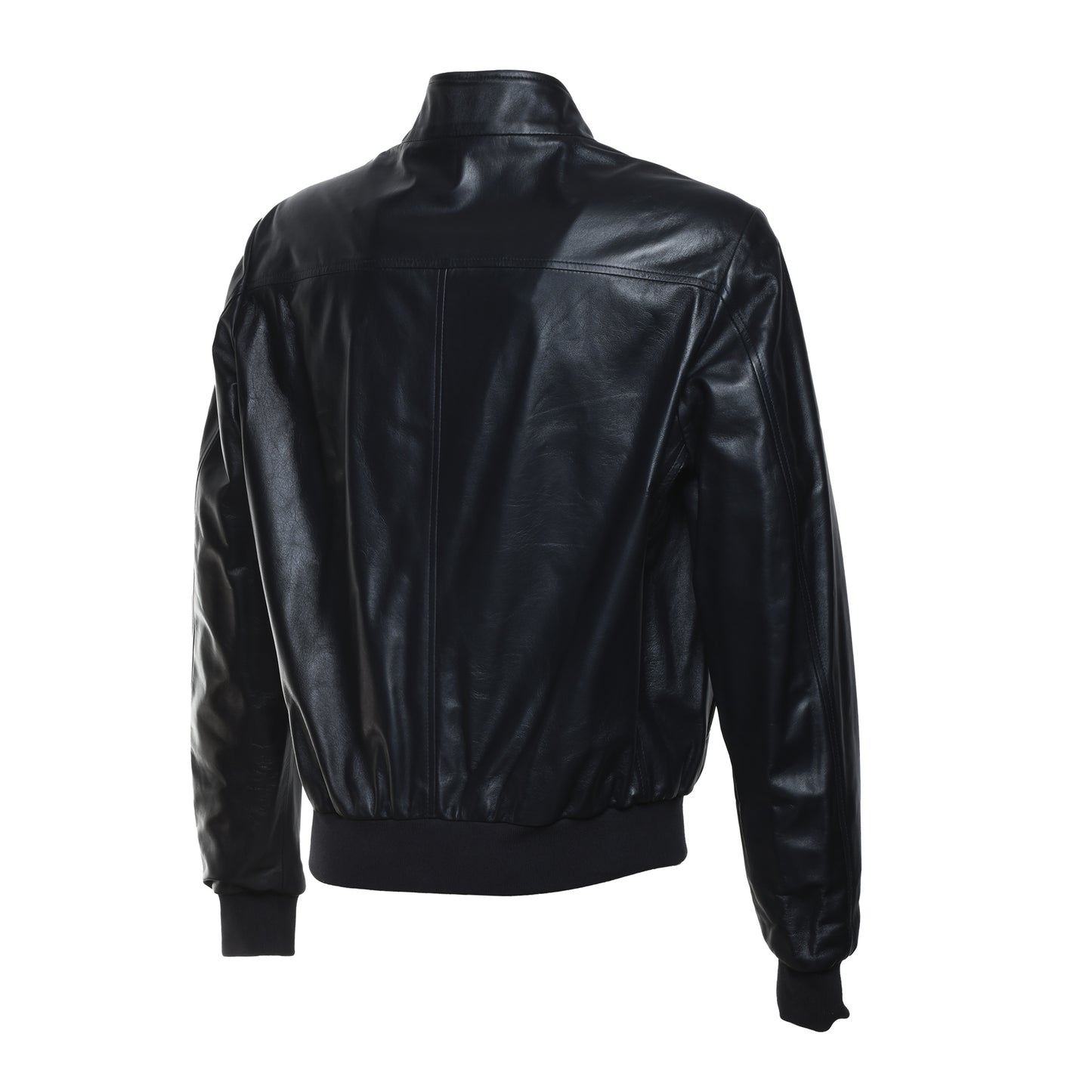Veste réversible en cuir et tissu bleu