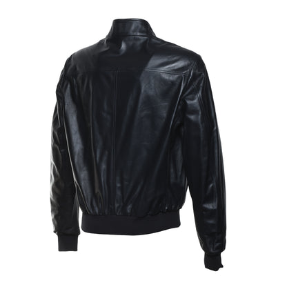 Veste réversible en cuir et tissu bleu