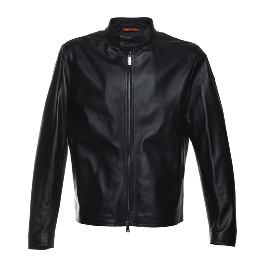 Blouson biker en cuir noir