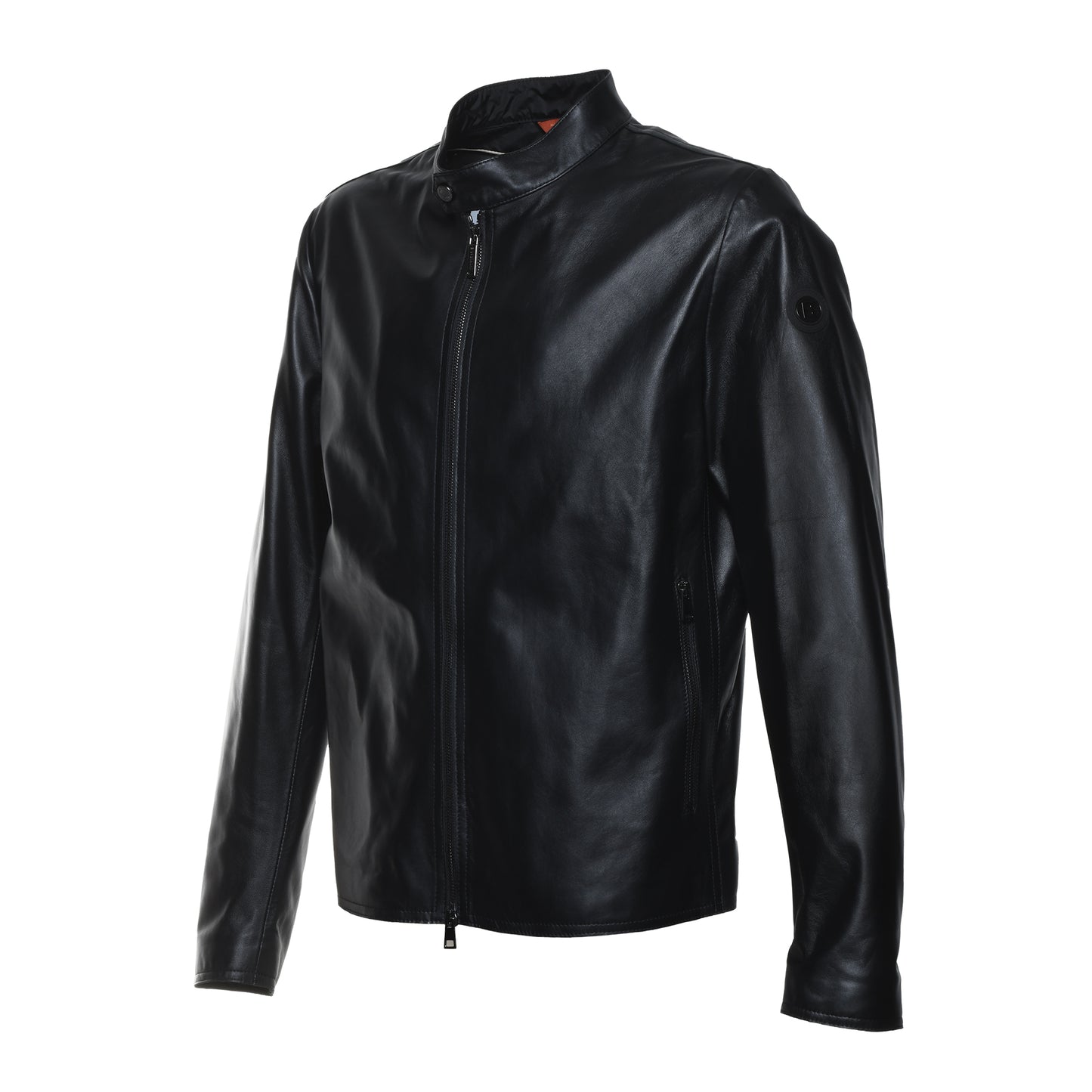 Blouson biker en cuir noir