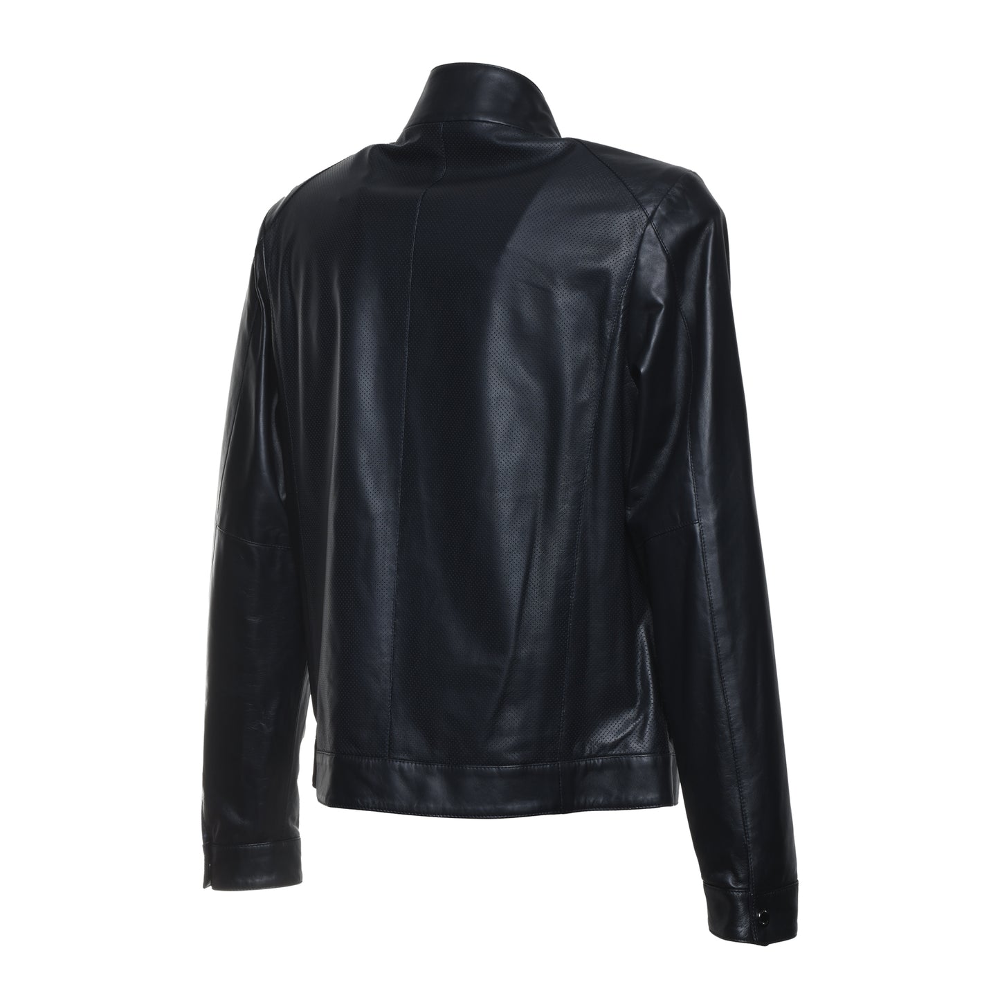 Veste en cuir bleu microperforé