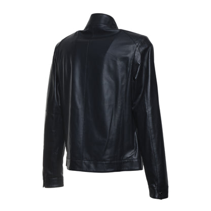 Veste en cuir bleu microperforé