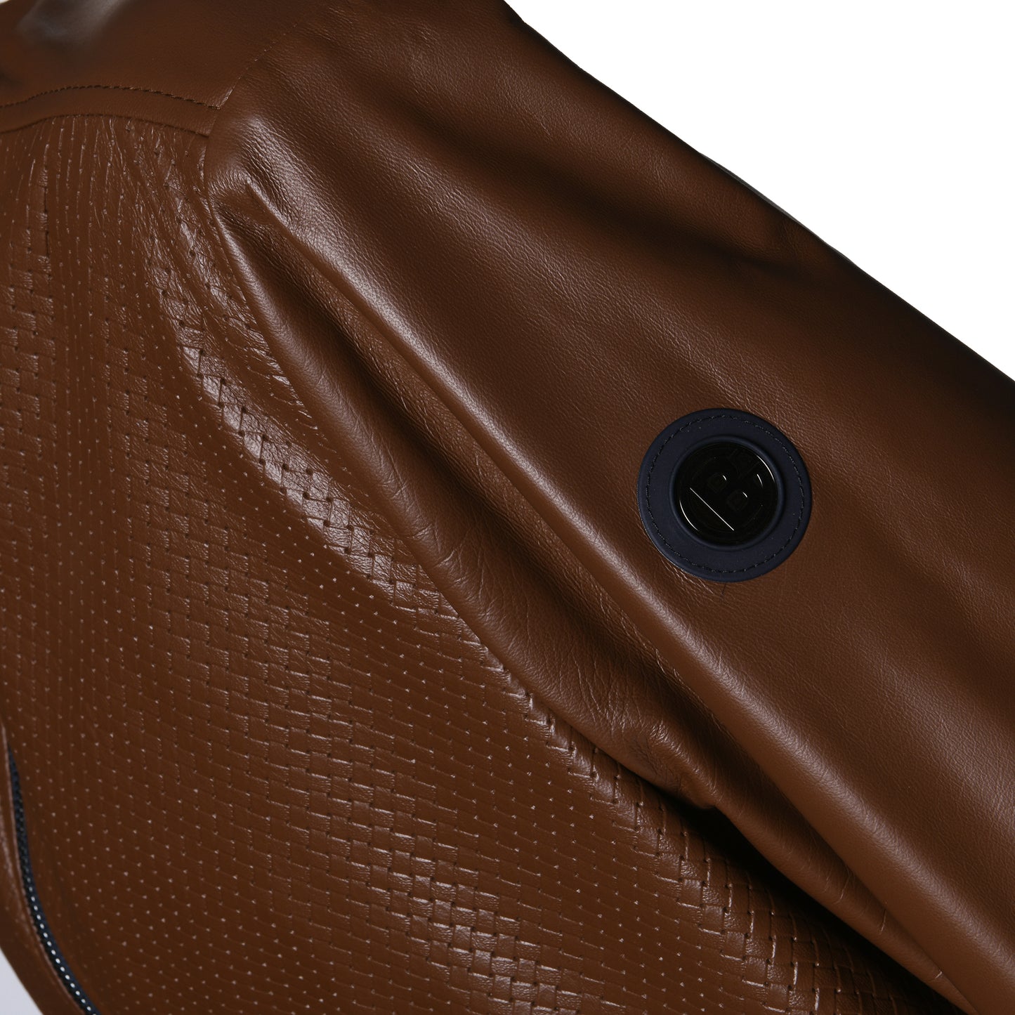 Veste en cuir motif tressé brun