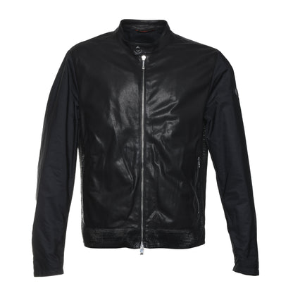 Veste pour homme en cuir noir