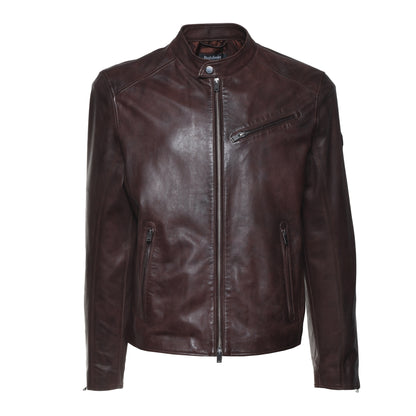 Veste en cuir vieilli marron