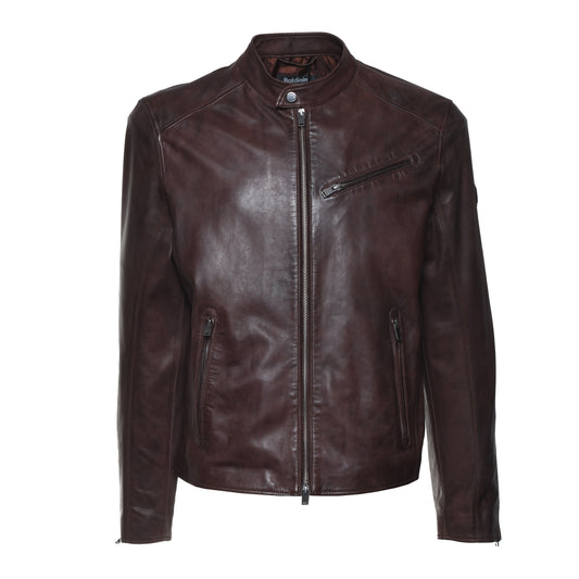 Veste en cuir vieilli marron