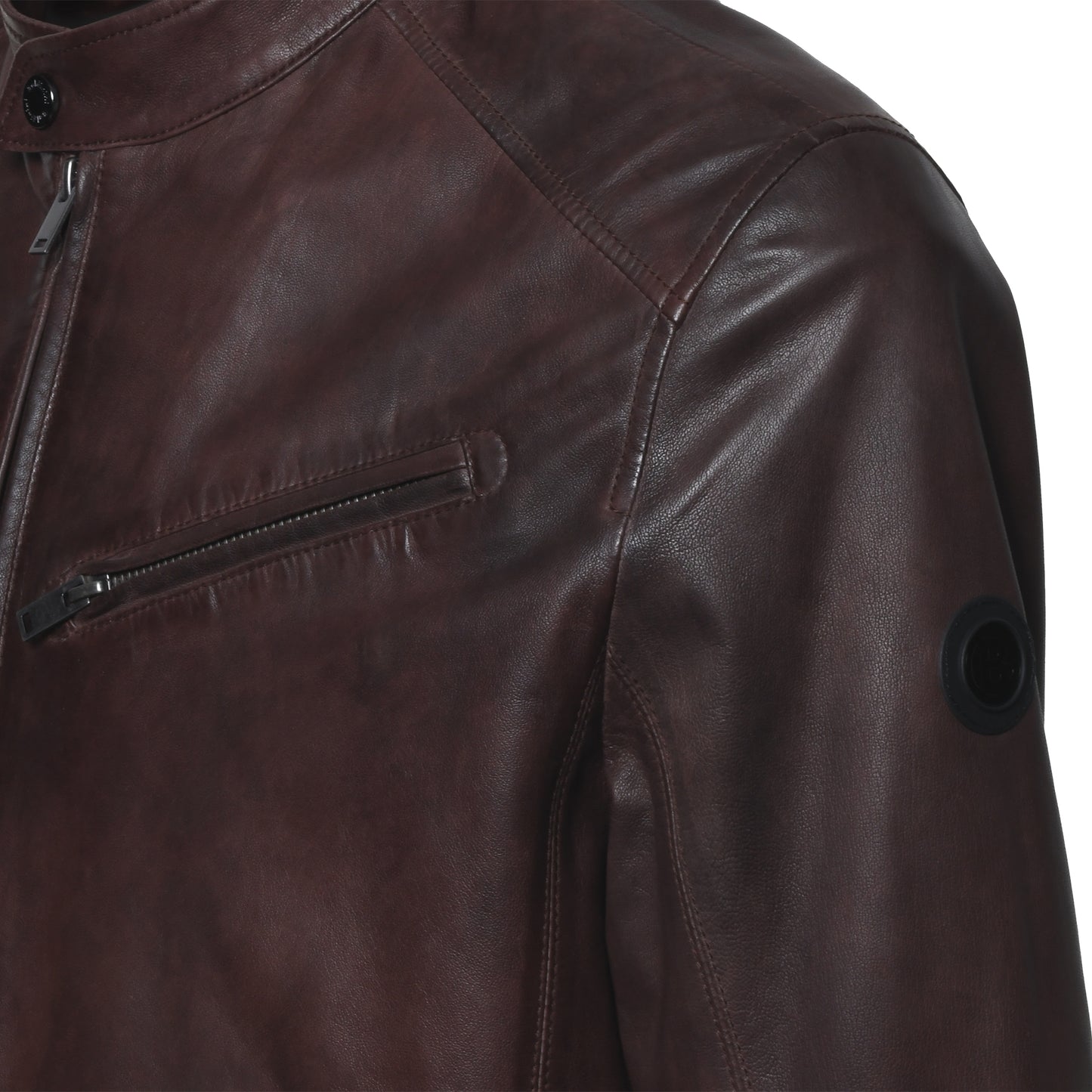 Veste en cuir vieilli marron