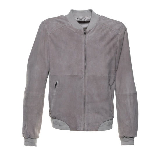 Veste en daim gris tourterelle