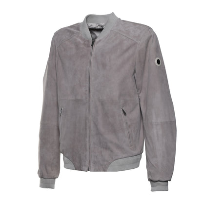 Veste en daim gris tourterelle