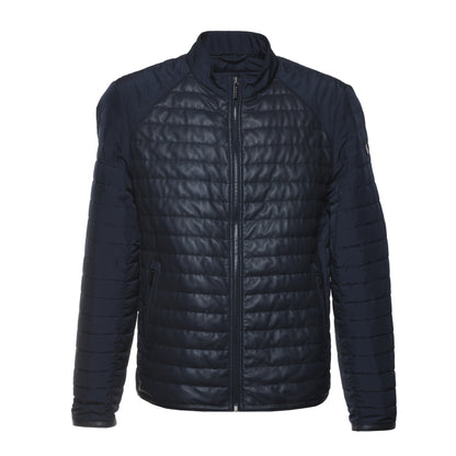 Veste en cuir et tissu bleu