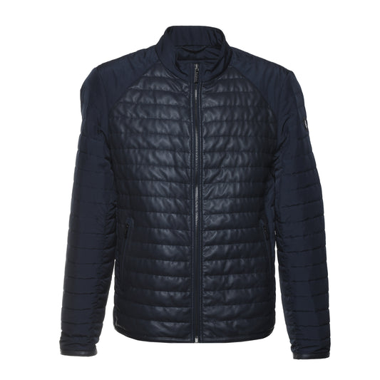 Veste en cuir et tissu bleu