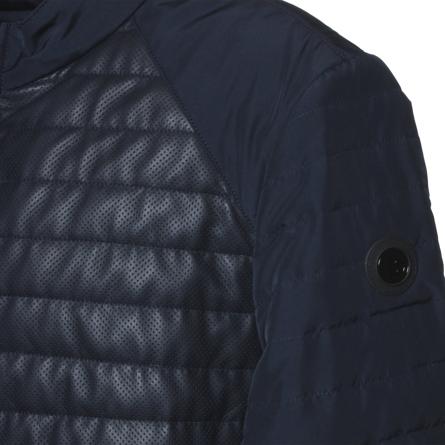 Veste en cuir et tissu bleu
