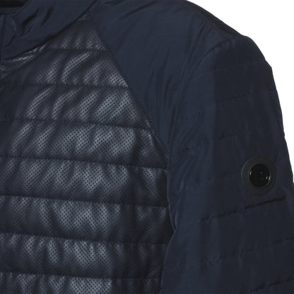 Veste en cuir et tissu bleu