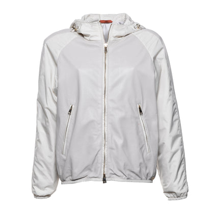 Veste en cuir et tissu glacier