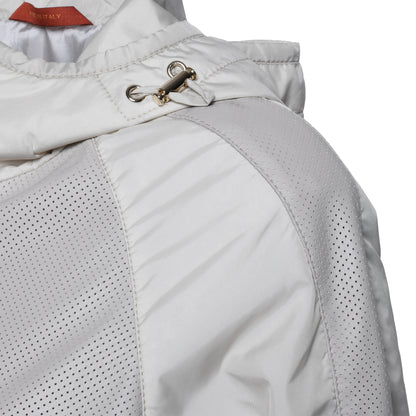 Veste en cuir et tissu glacier