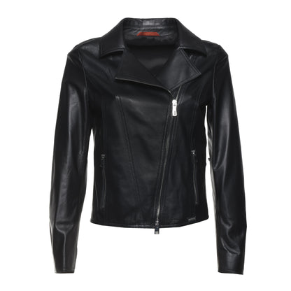 Blouson en cuir perforé noir