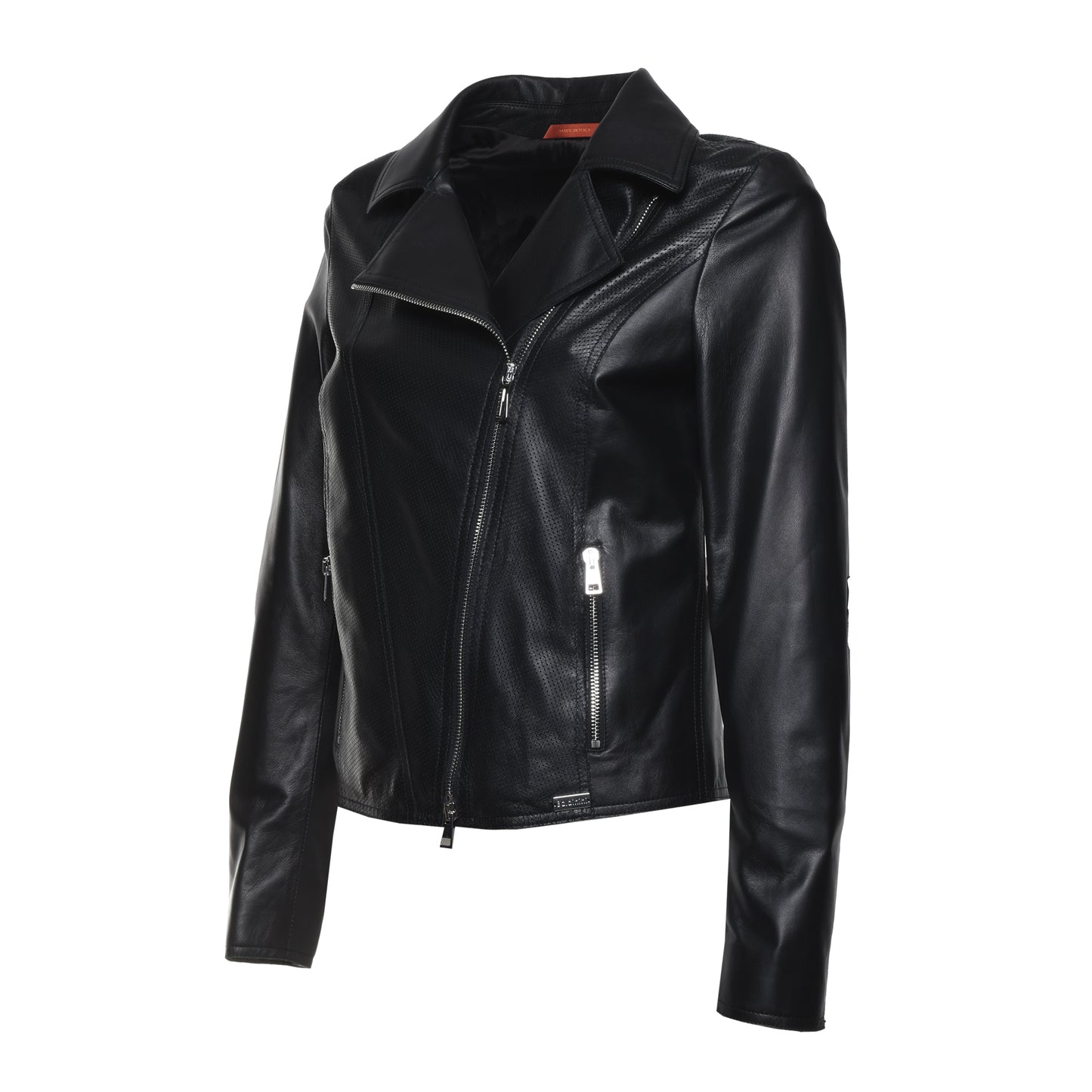 Blouson en cuir perforé noir