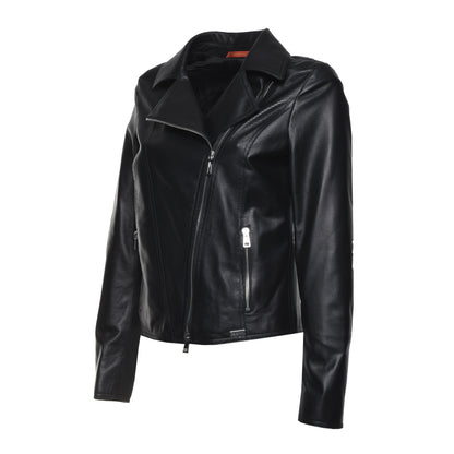 Blouson en cuir perforé noir