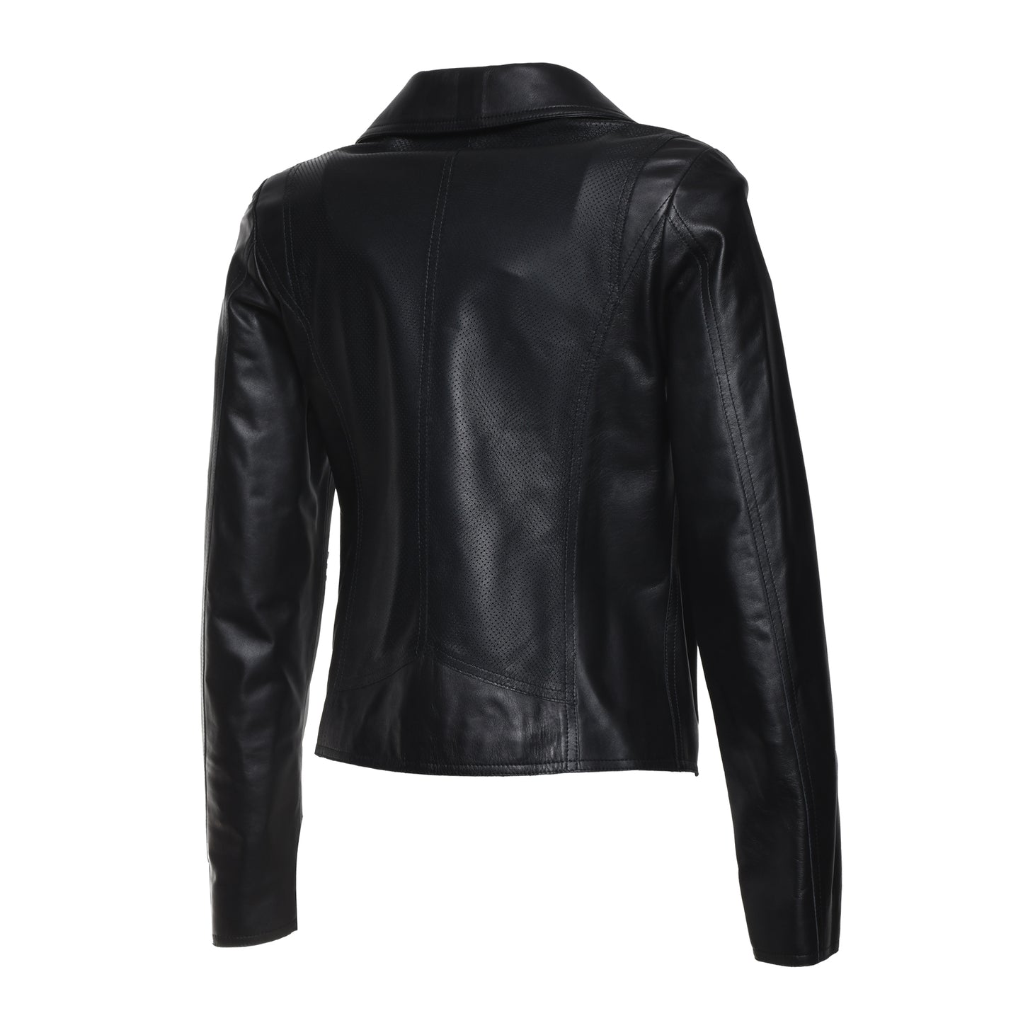 Blouson en cuir perforé noir