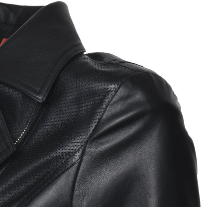 Blouson en cuir perforé noir