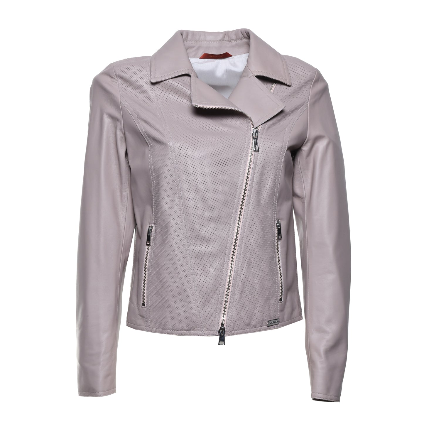 Blouson en cuir perforé couleur chair