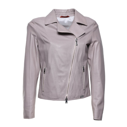 Blouson en cuir perforé couleur chair