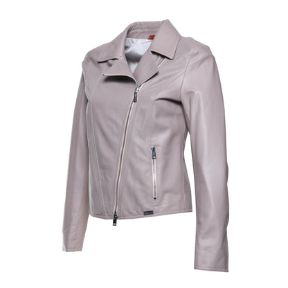 Blouson en cuir perforé couleur chair