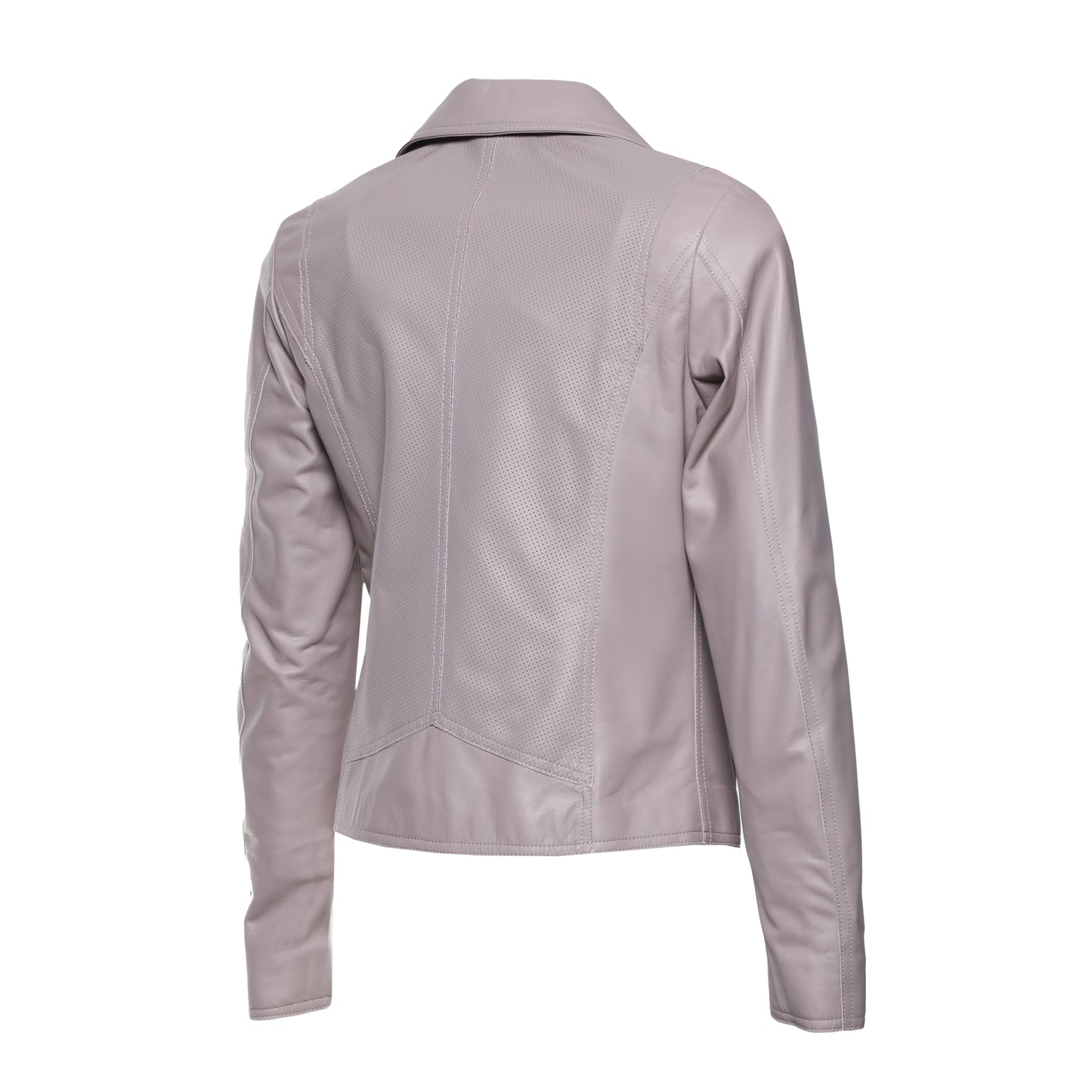 Blouson en cuir perforé couleur chair