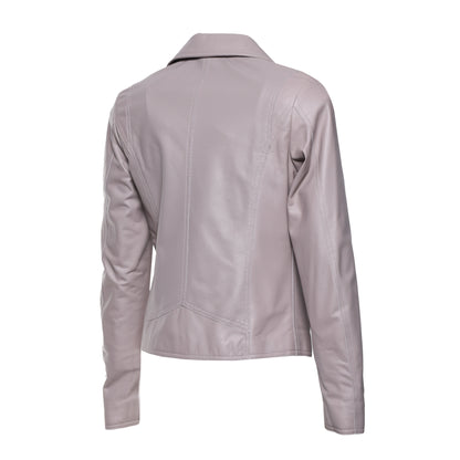 Blouson en cuir perforé couleur chair